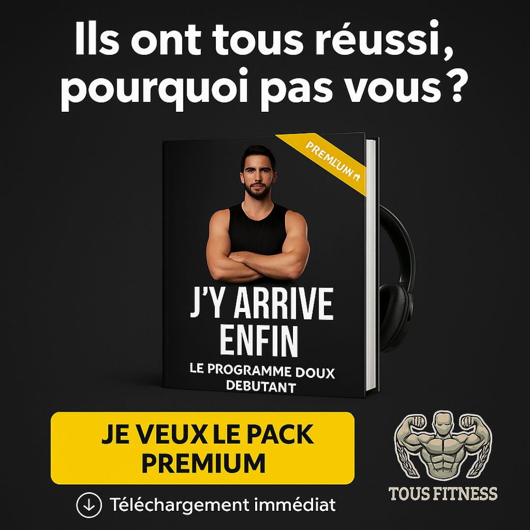 Comparatif visuel des packs e-book premium et premium+ TousFitness avec audio, bonus et contenu exclusif.